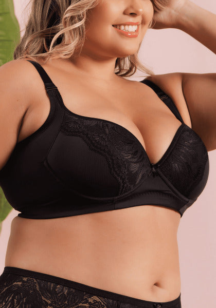 Sutiã Meia-Taça Com Alta Cobertura Lateral e Detalhe Em Renda Belle Femme