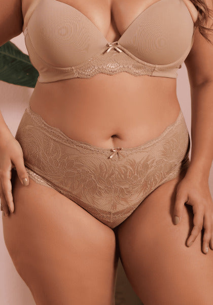 Calcinha Cintura Alta Em Renda e Microfibra Belle Femme